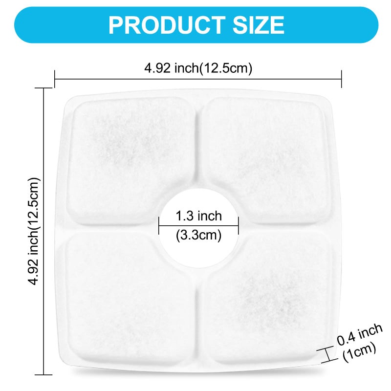 SEISSO Cat Fountain Filter Replacement, Cat Water Filters with Three Stage Filtration System for 84oz/ 2.5L Automatic Pet Fountain Dog Water Dispenser, 8 Packs - Image 5